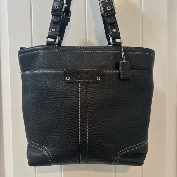 Coach Hamilton Black Pebbled Leather Tote Shoulder Bag 2010 Style F13089 - Picture 2 of 6